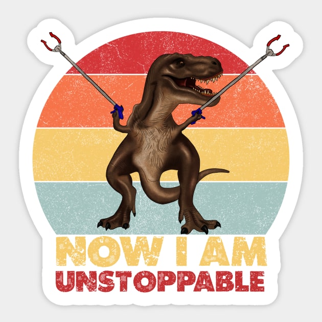 Funny T rex, with Pincers, Dinosaur, Unstoppable Sticker by logiamerch